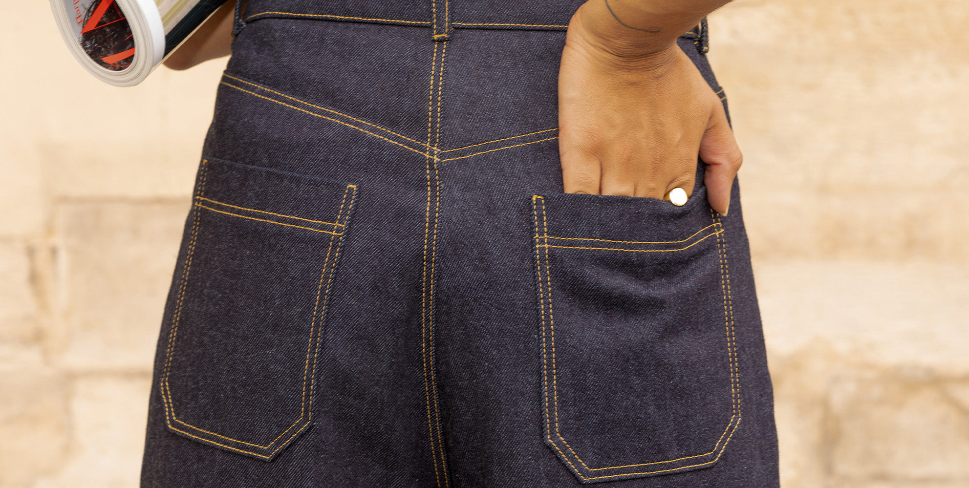 Patron LE Jean Wide Leg en Tissu Denim Dark Indigo Atelier Brunette