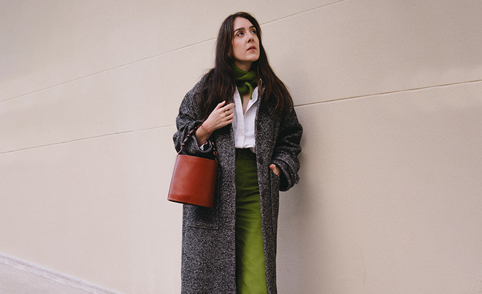 LE Manteau Atelier Brunette en Lainage Mouchete Black & Off-White