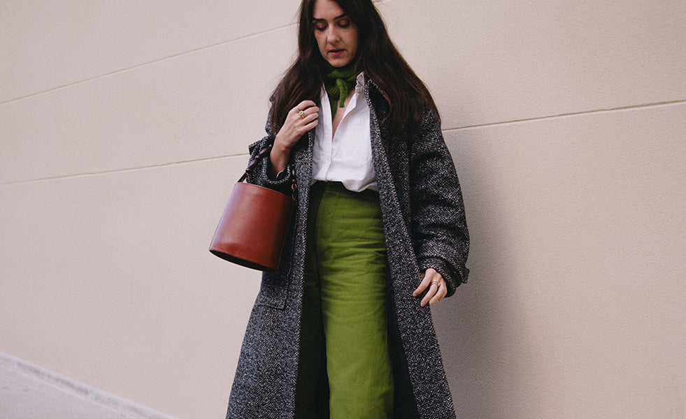 LE Manteau Atelier Brunette en Lainage Mouchete Black & Off-White