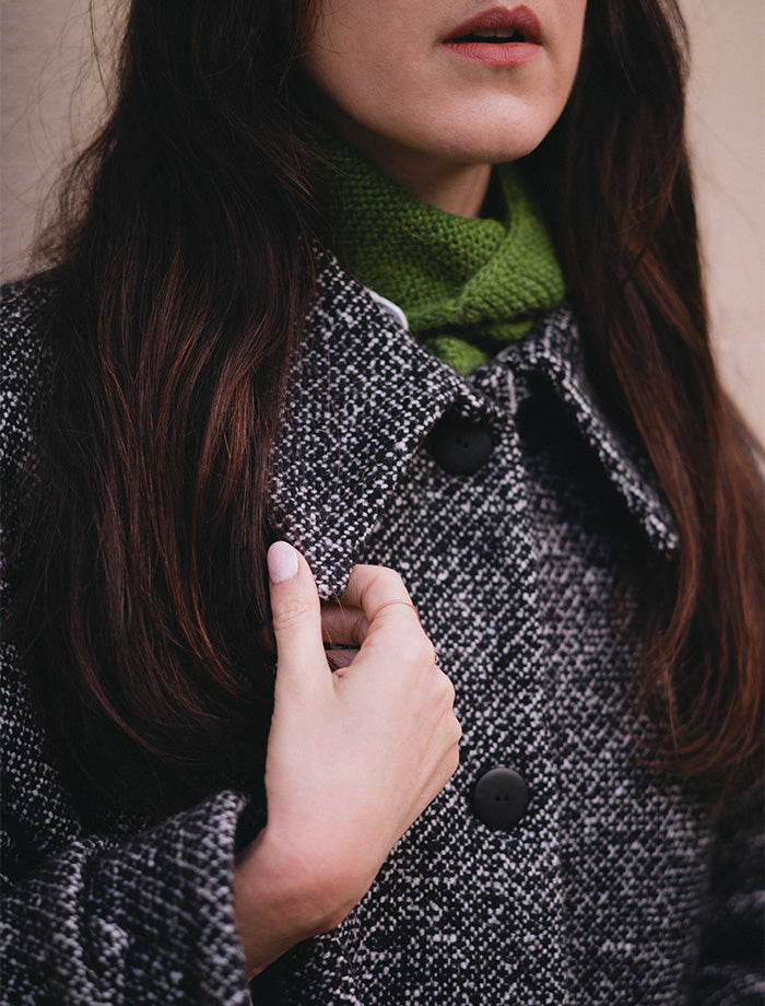 LE Manteau Atelier Brunette en Lainage Mouchete Black & Off-White