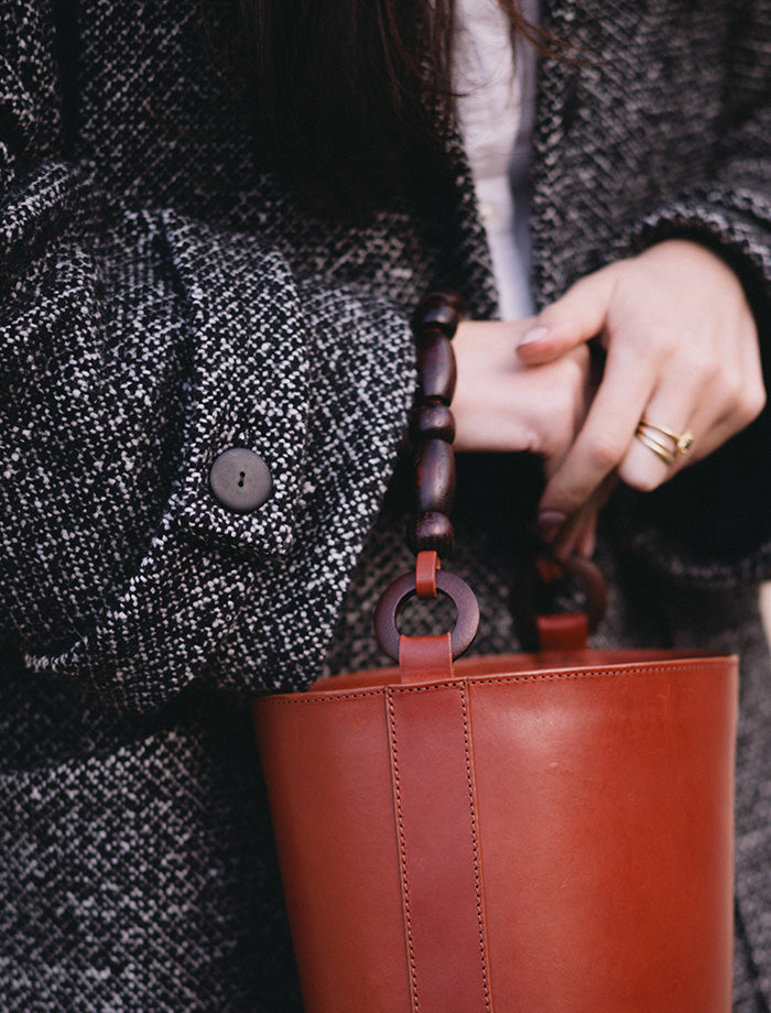 LE Manteau Atelier Brunette en Lainage Mouchete Black & Off-White