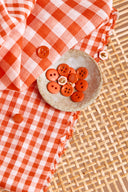 Tissu vichy double gaze coton orange vif au mètre – doux et classique – Atelier Brunette