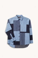 Patron de couture LA Chemise Boyish – Atelier Brunette, coloris patchwork, vue à plat