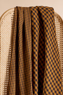 Tissu vichy double gaze coton ocre doré au mètre – doux et classique – Atelier Brunette