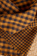 Tissu vichy double gaze coton ocre doré au mètre – doux et classique – Atelier Brunette