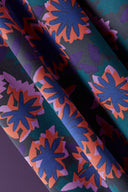 Tissu Waterlily imprimé bleu nuit marine au mètre – floral aquatique – Atelier Brunette